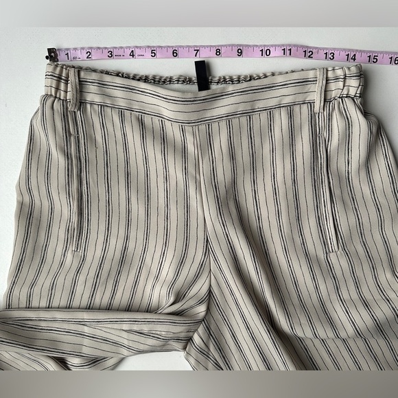BCBGMaxazria Tan Black Striped Light Flowy Wide Leg Cropped Pants Women’s Small - Picture 6 of 8